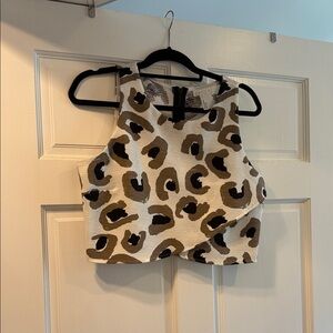 Leith Animal Print Crop Top - Black, Brown, Cream